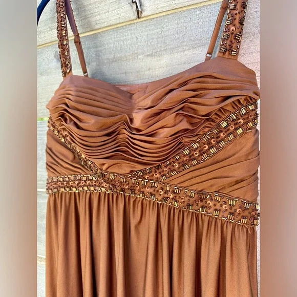 Y2K Cache Brown Beaded Cocktail Dress - Picture 3 of 5